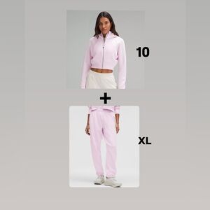 Pink organza Lululemon Scuba sweatpants & jacket set 10 XL